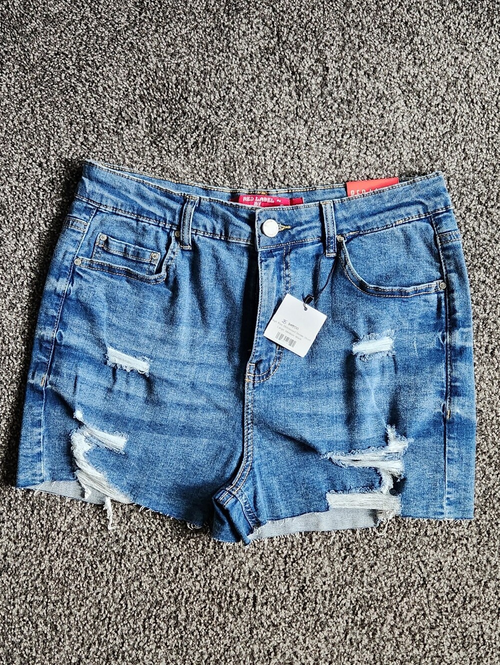 NWT Red Label Distressed Denim High Rise Women’s Shorts - Size L